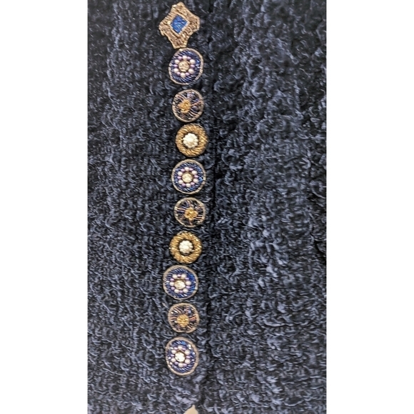 Marie-Martine Paris Blue Crinkle Jeweled Button Cardigan Size Small - Picture 5 of 7